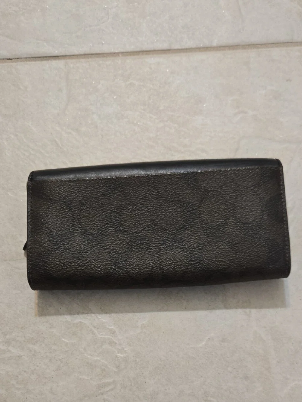Coach Black Leather Continental Wallet with Gold Logo